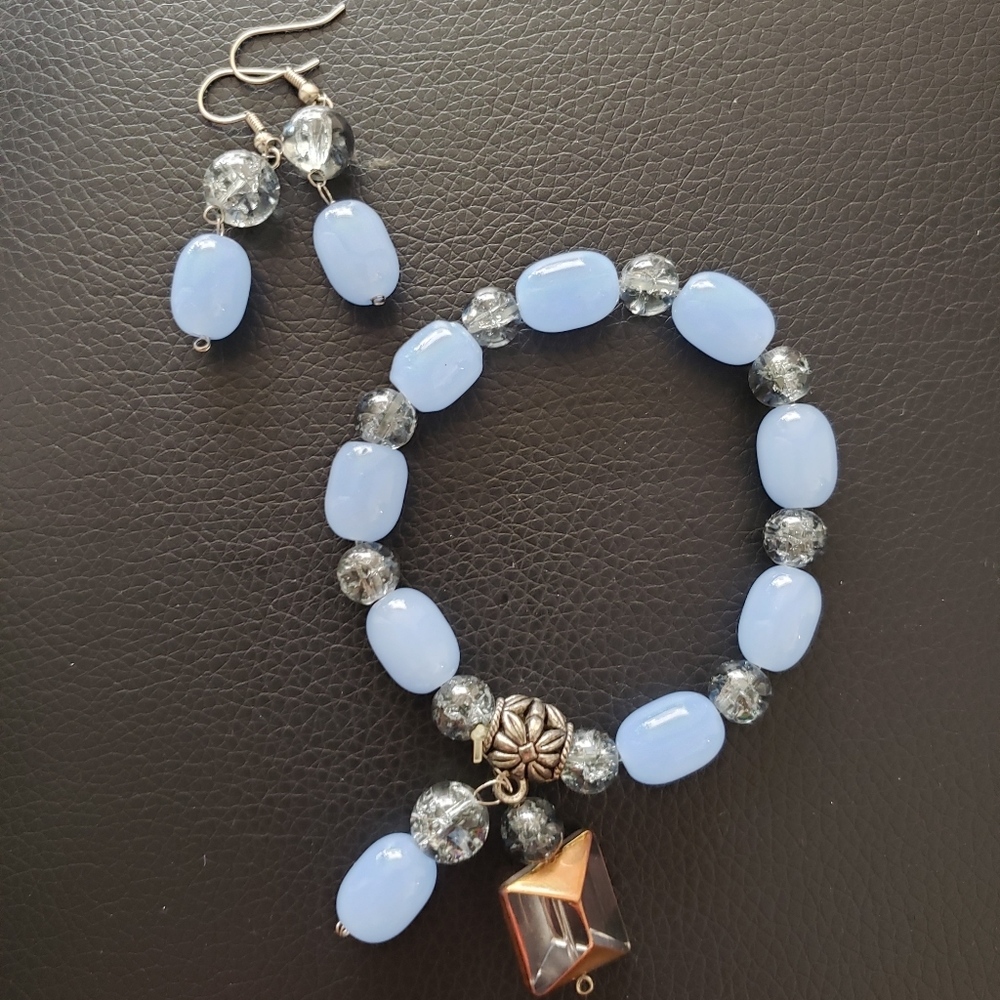 Light Blue Bracelet and Earrings